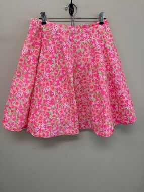 Lilly Pulitzer pink Floral Pleated Skirt Sz8